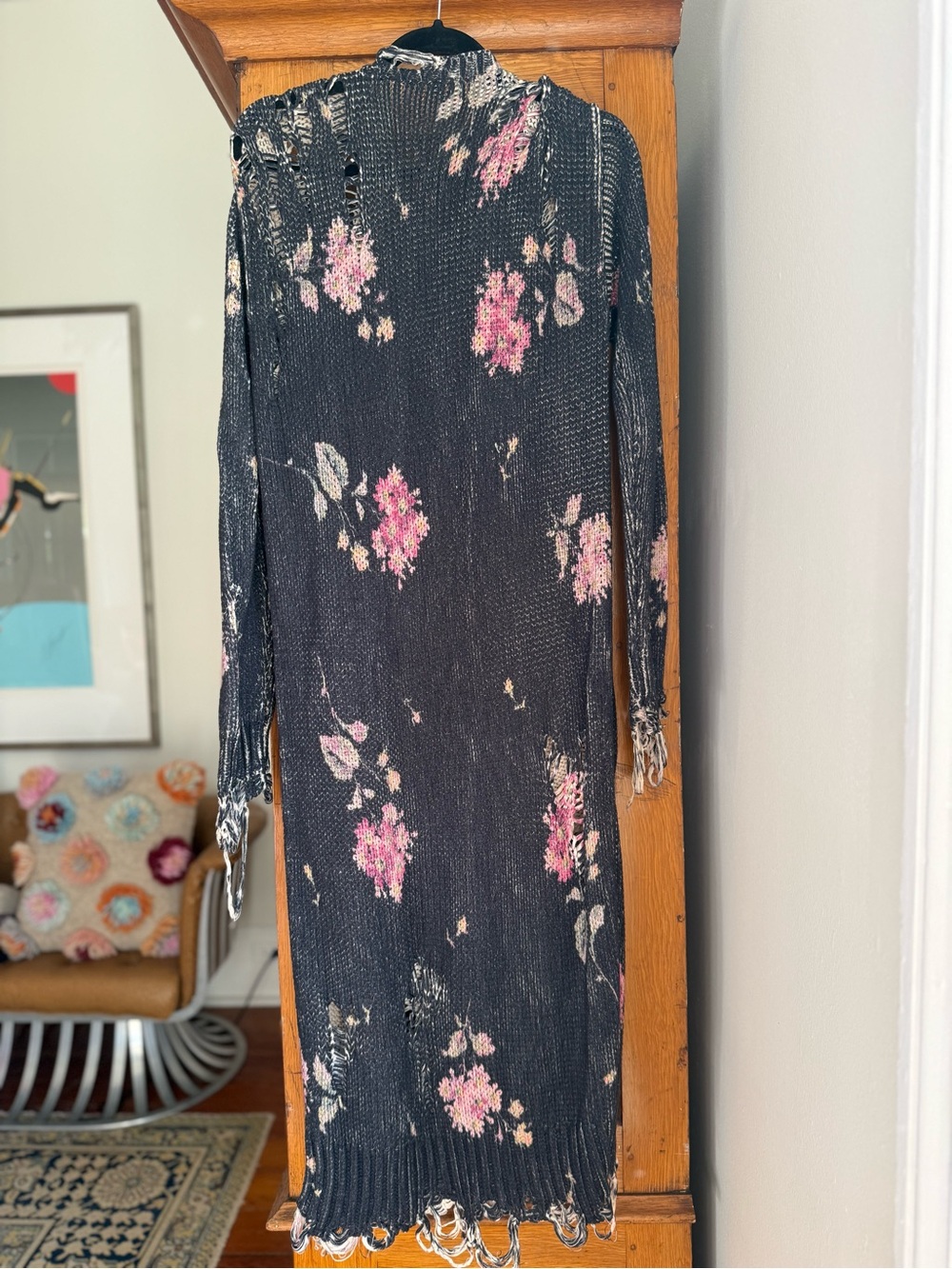 R13 Distressed Floral Long Cardigan. Size Large 🌸🌸🌸